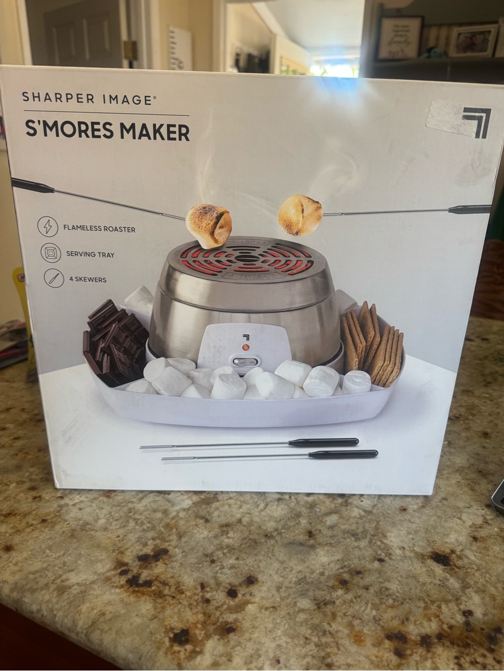 Sharper Image Stainless Steel S'mores Maker with White Serving Tray
